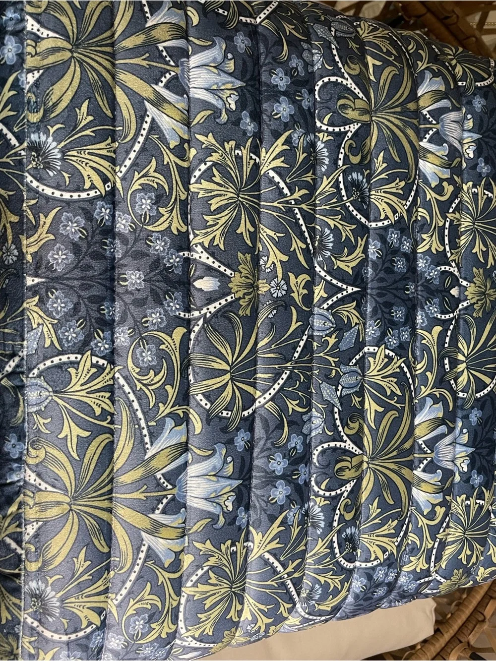 Blue Floral Upholstered Accent Stool ottoman by William Morris and Co viral FIRM